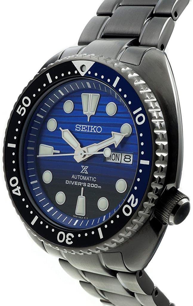 SEIKO PROSPEX Save the Ocean 200m Automatic Black IP Watch with Blue SRPD11K1 "Turtle" Diver's Dial,