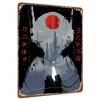 Cyberpunk Japanese Style Metal Wall Art City Silhouette Decor for Living Room Study Room