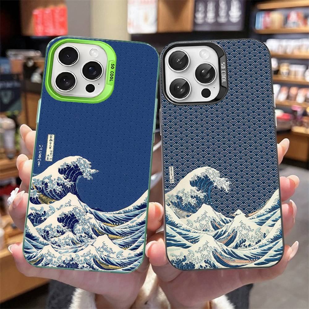 Japanese Waves Phone Case For IPhone 17 16 15 14 13 12 11 Pro Max Plus Pro Colorful Shell