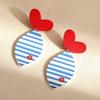 Summer Beach Vintage Striped Fish Dangle Earrings for Women Cute Red Heart Acrylic Drop Earrings Jewelry Accessories