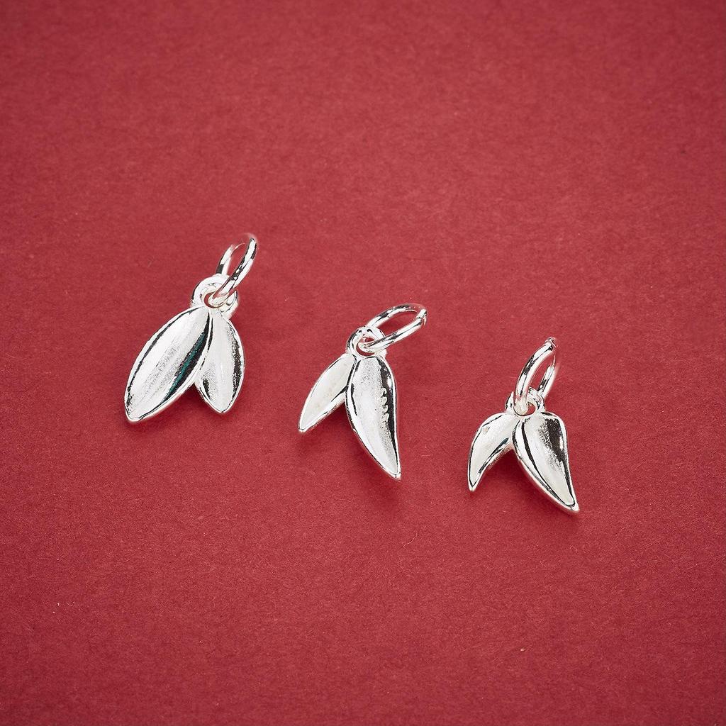 S925 Sterling Silver Bamboo Leaf Charm for DIY Bracelets & Necklaces