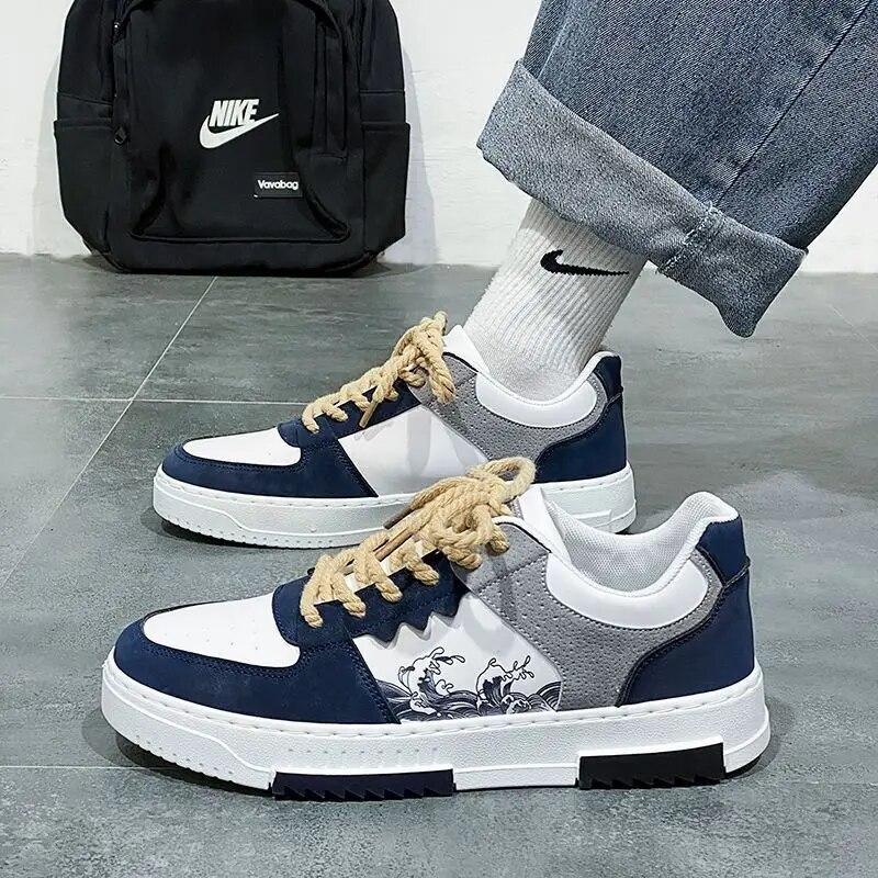 Sneakers Uomo Trend Scarpe da Skateboard per Uomo Sneakers Casual Uomo Versatili Cuciture Platform Scarpe Studente Tenis Masculino