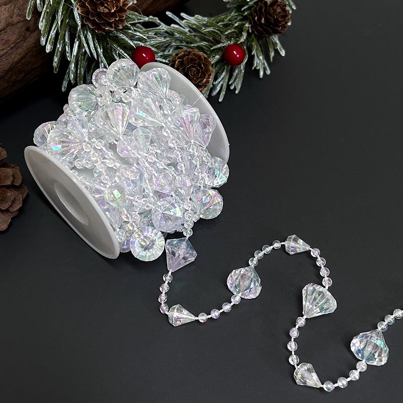 Transparent Beaded Chain Christmas Tree Ornament for Window and Home Décor