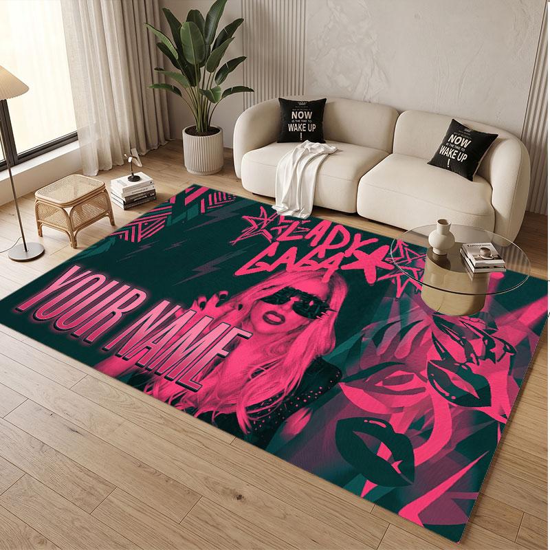 Custom Name Crystal Velvet Rug,Lady Gaga Comfortable Anti Slip Floor Mat For Room Decoration
