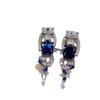 Royal Blue Sapphire Panther Jewelry Set: Includes Emerald Pendant, Blue Diamond Earrings, and Green Diamond Ring.