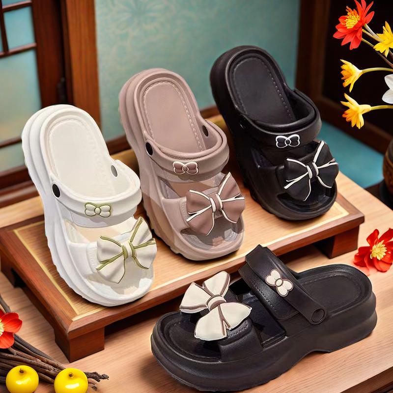 Super Light, Thick-Soled Bow Sandals – Fashionable, Wear-Resistant, Two-Way Beach Sandals & Slippers.