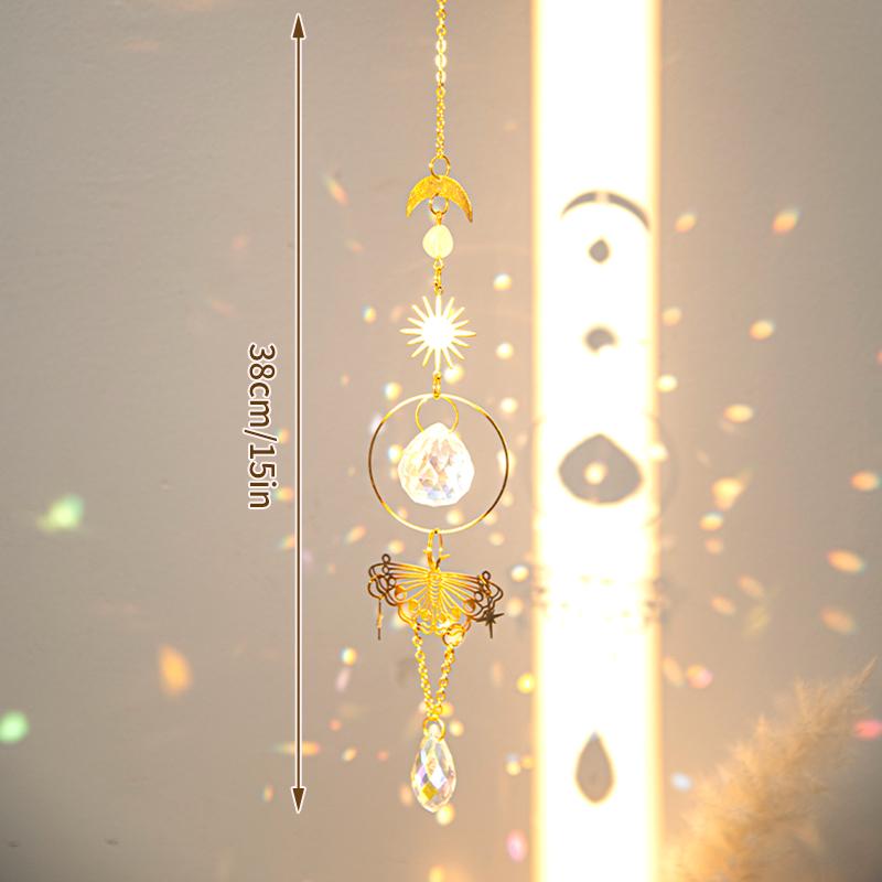 Crystals Wind Chime Hanging Tree Sun Catcher Rainbow Wind Chimes Prisms Drops Window Curtains Pendant Wall Art Garden Decoration