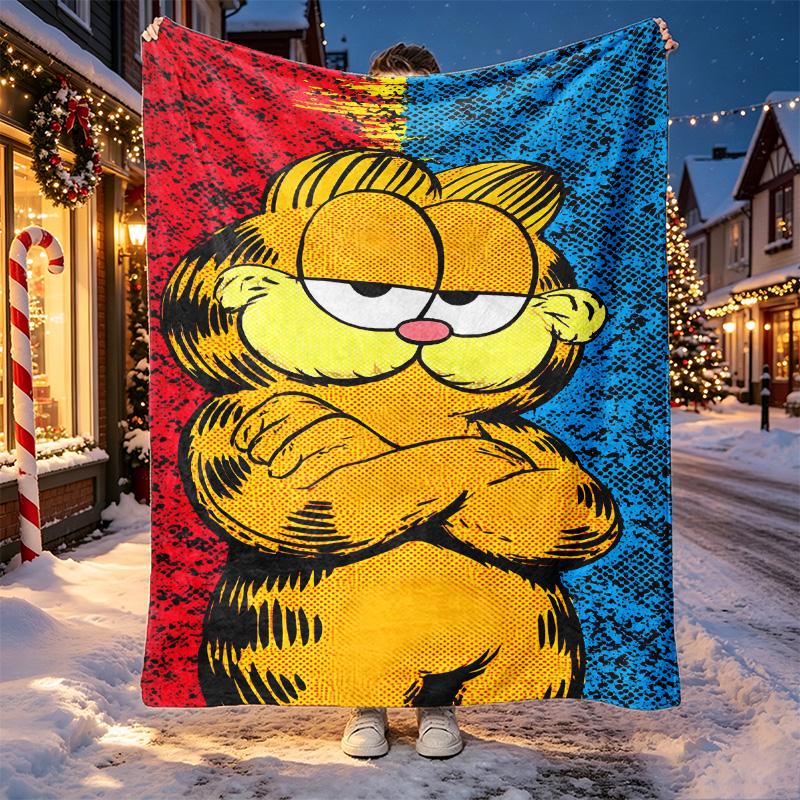 Garfield Pattern Blanket for Home Decoration, Bed, Sofa, Car Travel, Camping, Suitable for All Seasons, Birthday Christmas Gift