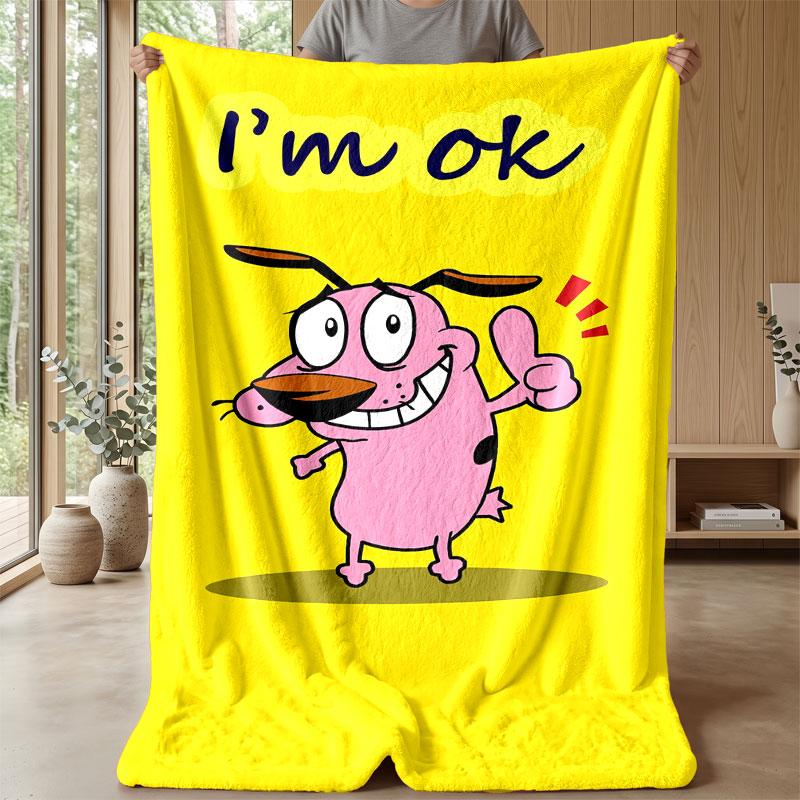 Soft Flannel Blanket Lightweight Cozy Bedroom Living Room CoverCourage the Cowardly Dog