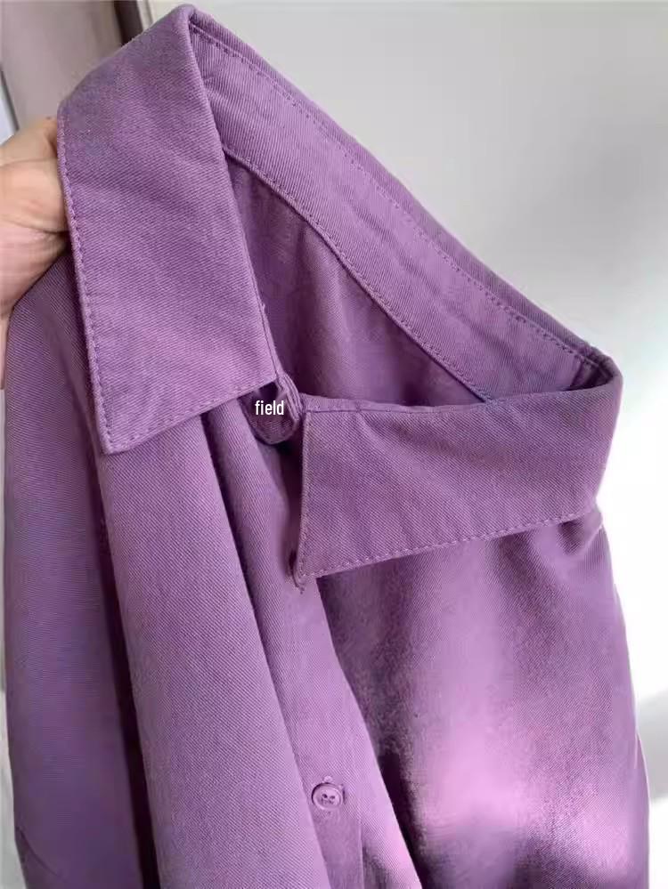 Plus Size Casual Long-Sleeve Plain Shirt for Spring and Autumn