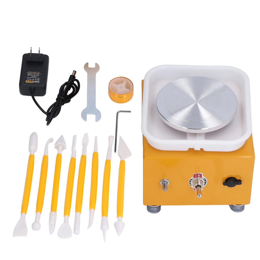 Mini Electric Pottery Wheel 10 Cm (Variable Speed, Dual Rotation, Removable Splash Tray)