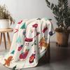 Tu Festive Holiday Throw Blanket Cozy Christmas Decor Reversible Flannel Fleece Soft Warm Gift Idea Home Bedroom Couch