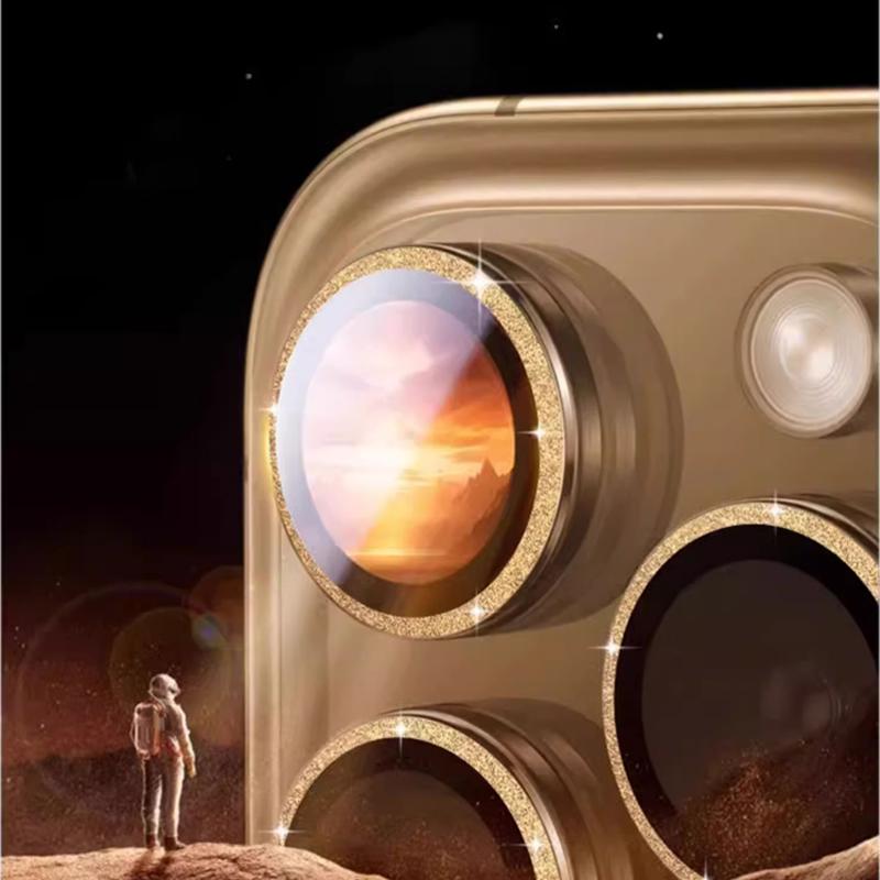 Vetro Protettivo Lente Fotocamera Diamantato di Lusso Per iPhone 16 15 14 Plus 13 12 Mini 11 Pro Max Pellicola Protettiva Lente Metallica Colorata