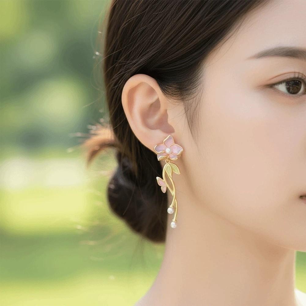 1 pair Temperament Enamel Flower Earrings Jewelry Dripping Glaze Earrings  Seaside Holiday