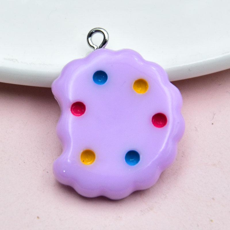 Glossy Cartoon Cookie Resin Keychain Pendant - DIY Jewelry Accessory