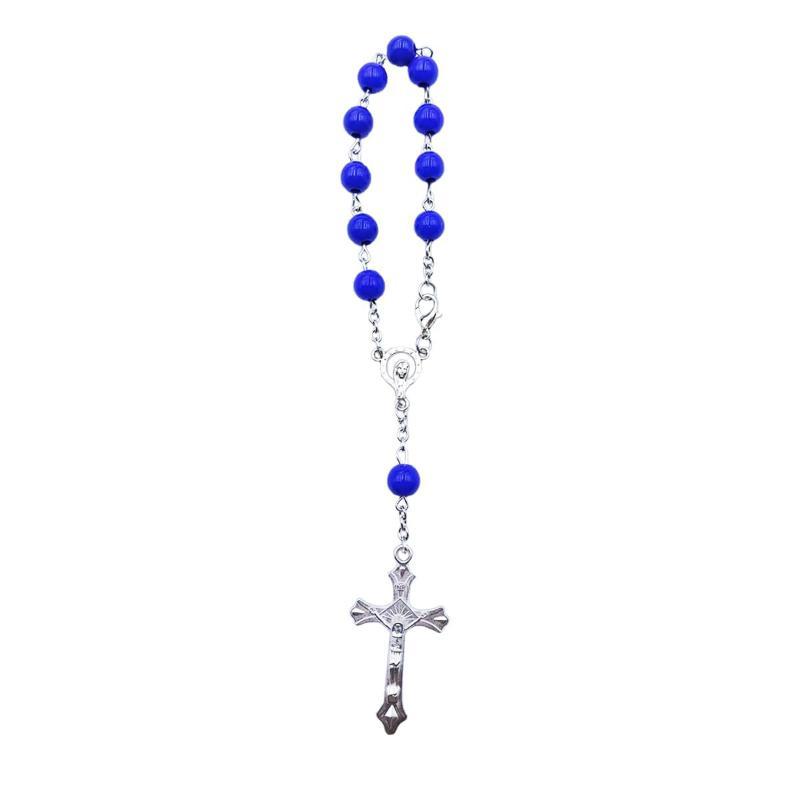 1 Stück Kreuzförmige Armbänder Autoanhänger Rosenkranzarmbänder Perlen Autozubehör Schmuckgeschenke Thematisch um den christusähnlichen Glauben