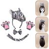 1/3/4 Zebras Costume for Kids Boys Girls Zebras Ears Headband Bowtie Tail Gloves Halloween Animal Cosplay Accessories