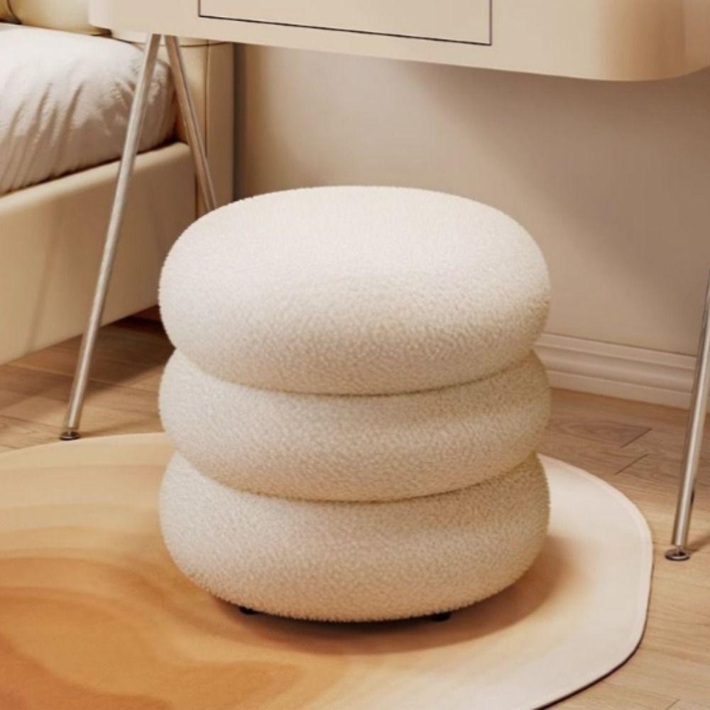 Cream Style Household Small Stool Home Furniture Round Stool Minimalist Low Stool Home