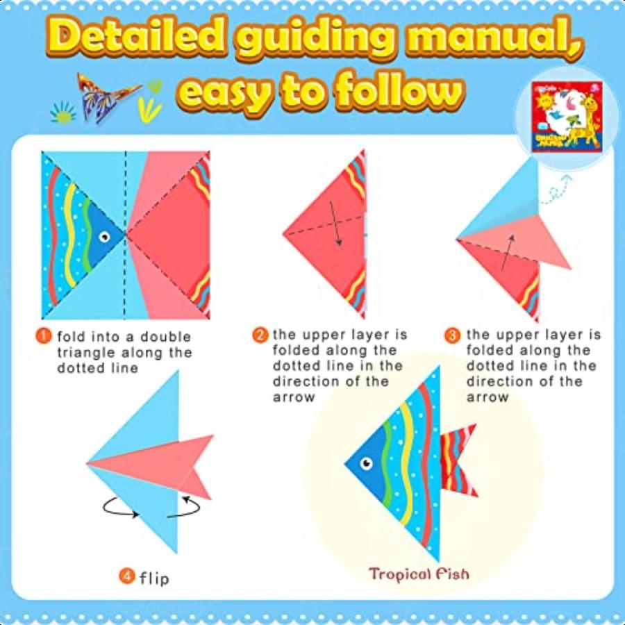 Aigybobo Origami Paper Set 308PCS Craft Paper Kit with Instructional Book for Girls Age 6 7 8 9 10 11 12 Art Projects Plies for