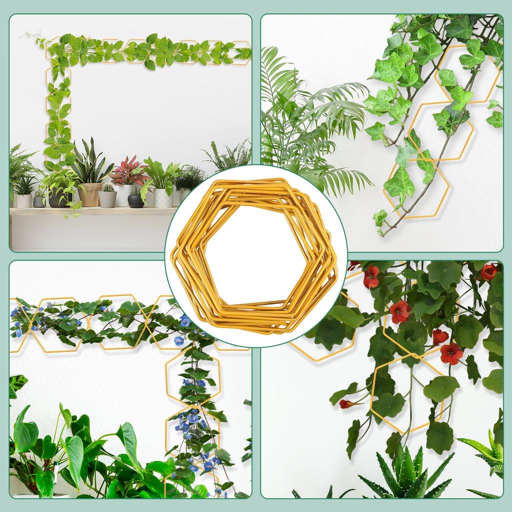 18Pcs Climbing Chain Trellis Metal Hexagonal Wall Hanging Trellis with Hook Rustproof Plant Vine Support Kit Garden Wall Trellis