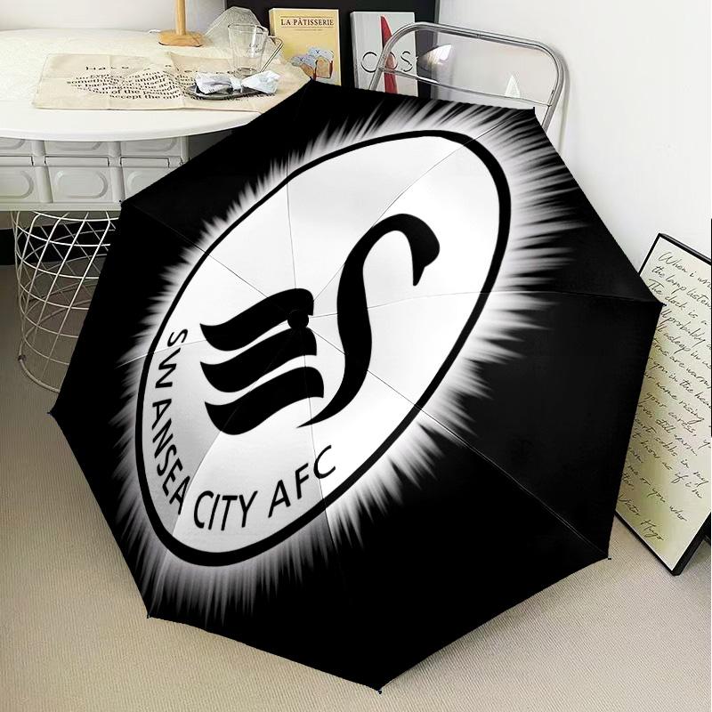 Swansea City Crest Automatic Folding Umbrella - 8-Rib Travel Umbrella with Auto Open/Close & Portable Gifts for Holidays or Birthdays