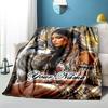 1PC Custom Name Wolf Native Beauty flannel blanket versatile,all-season throw suitable for the living room,bedroom,camping,travel,and gift