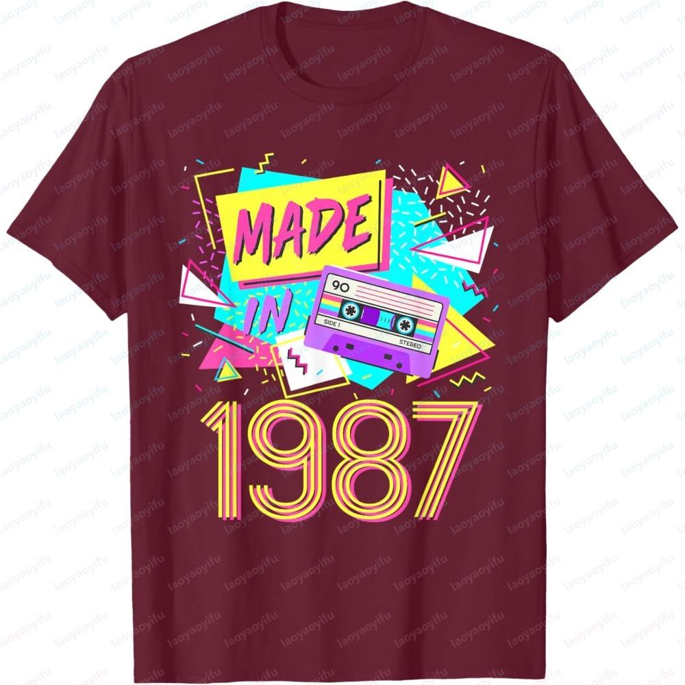 Made In 1987 39 Years Old Retro Birthday Gift T-shirt Tops Vintage 80s 39th Birthday Cotton T-Shirt Summer Men Clothing