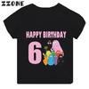Cute Barbapapa Print Cartoon Girls Clothes 1 2 3 4 5 6 7 8 9 Years Happy Birthday Kids Short Sleeve T Shirt Baby Boys TShirts