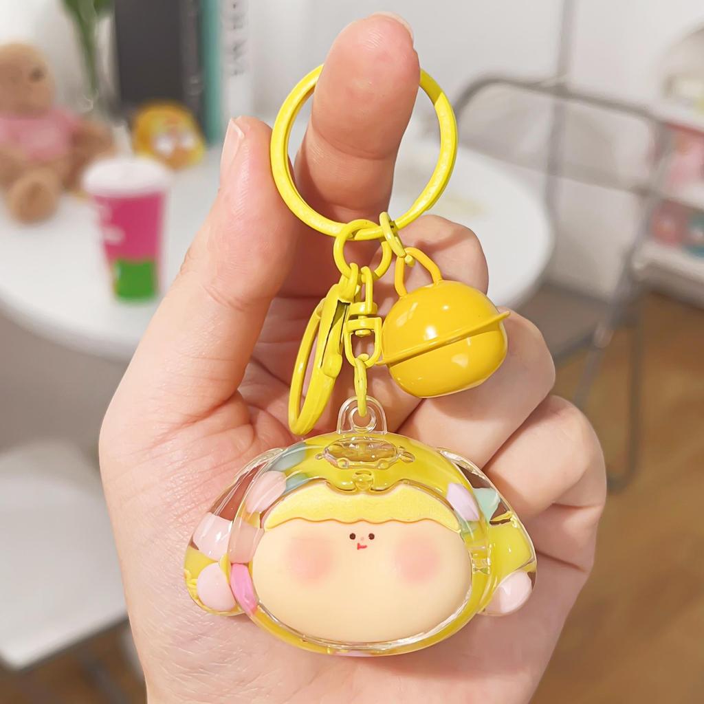 Acrylic Quicksand Lilith Dog Head Keychain - Cute Sparkly Doll Pendant Gift