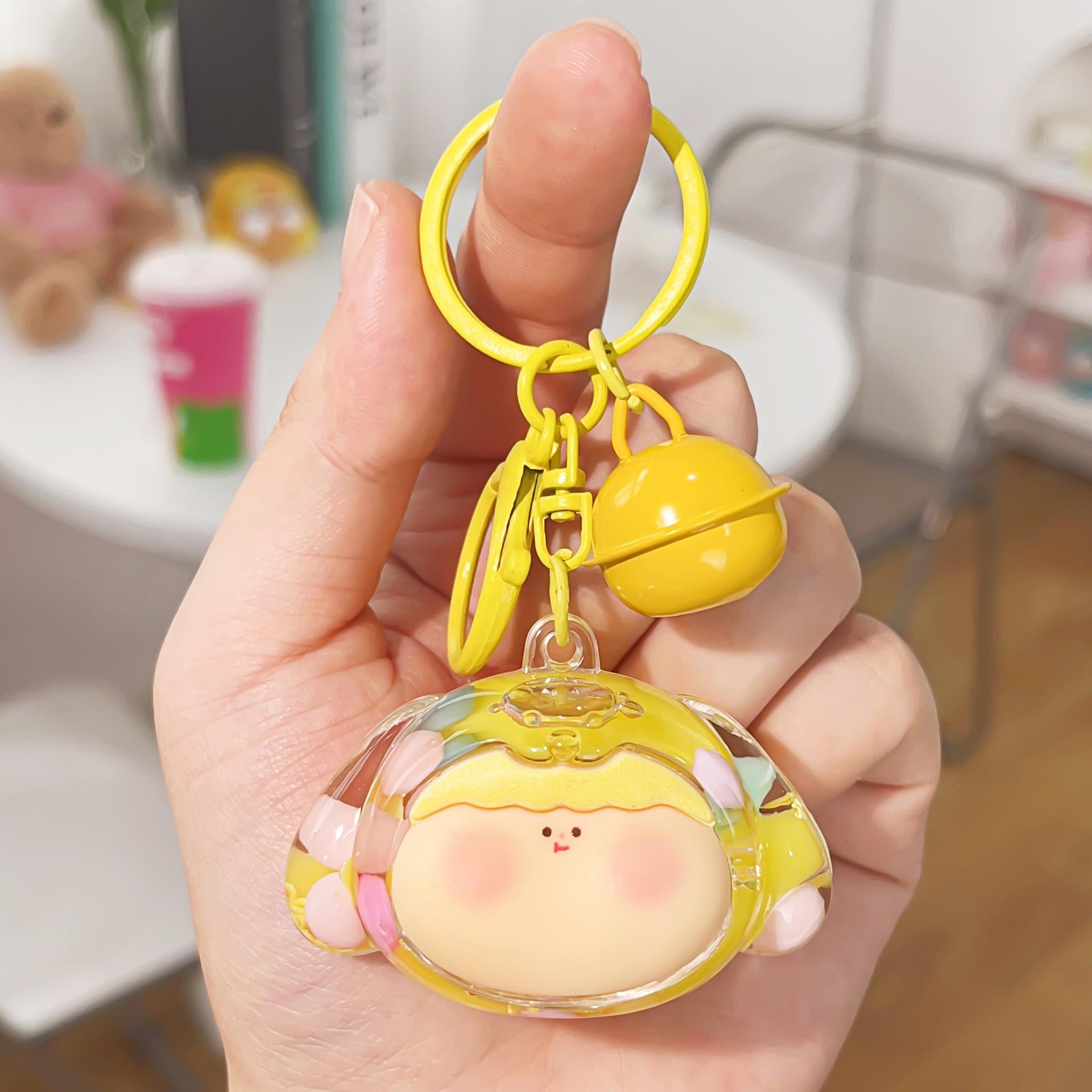 Acrylic Quicksand Lilith Dog Head Keychain - Cute Sparkly Doll Pendant Gift