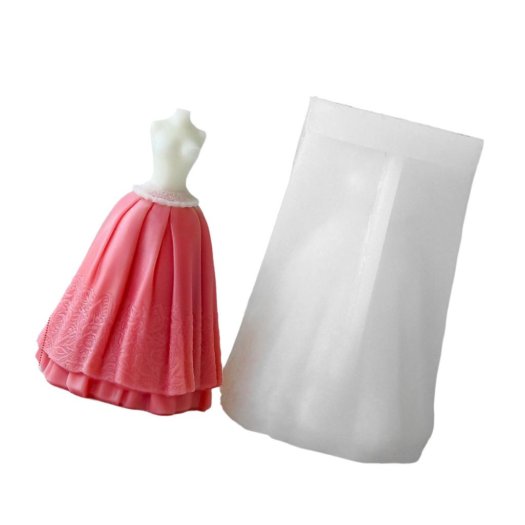 Braut Hochzeitskleid Silikonform zum Basteln von Seife Abendrock Aromatherapie Kerzenform Heimdekorationswerkzeug