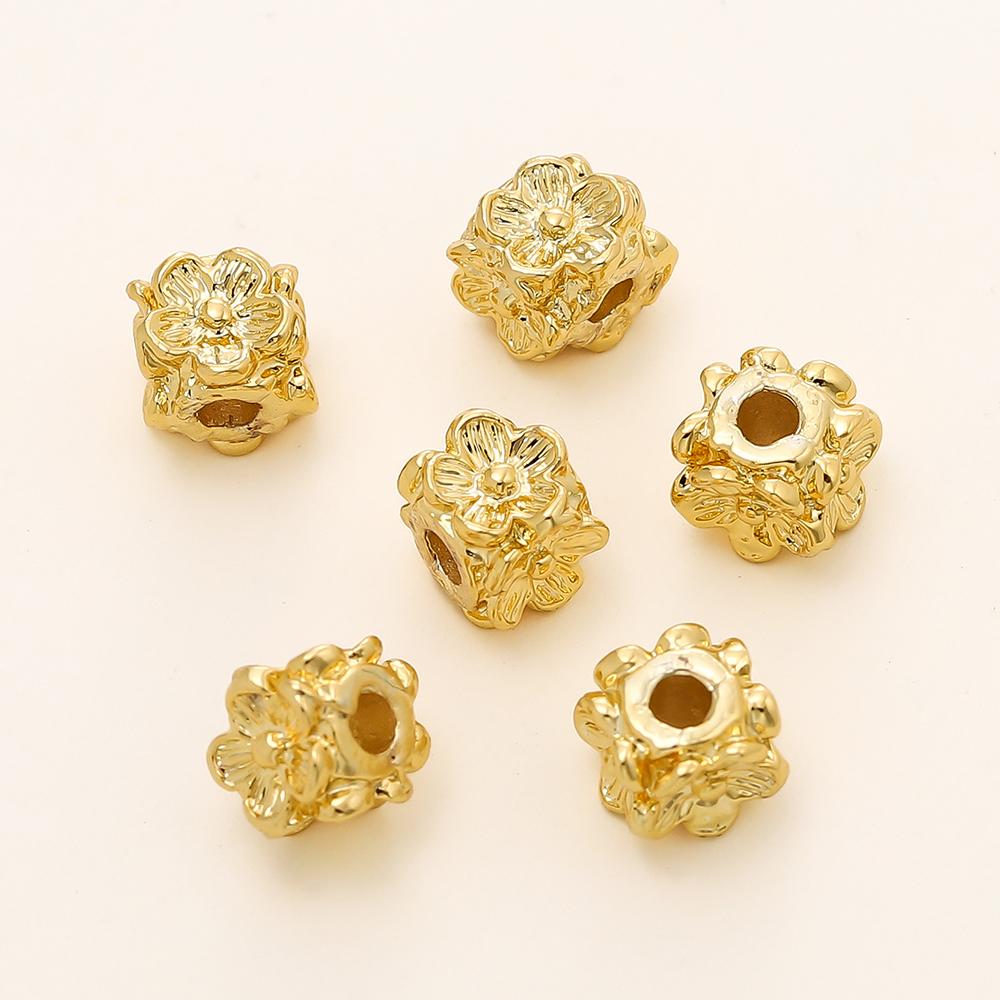 20/50 Stück/Los 14K/18K Goldfarbe Beschichtet Quadratische Form Blume Abstandshalter Perlen für DIY Armband Halskette Schmuckherstellung Zubehör