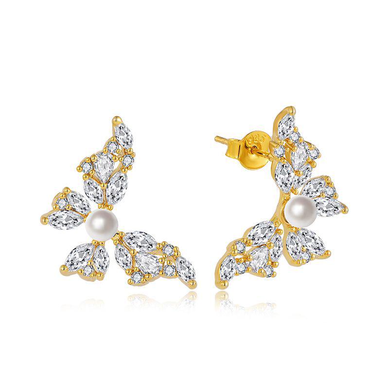 S925 Sterling Silver Butterfly Pearl Stud Earrings: Luxurious, Elegant, Unique Design