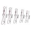 50Pcs Metal Fishing Hook with Hooked Snap Rolling Swivel Tackle Swivels Connector Fishing Bearing