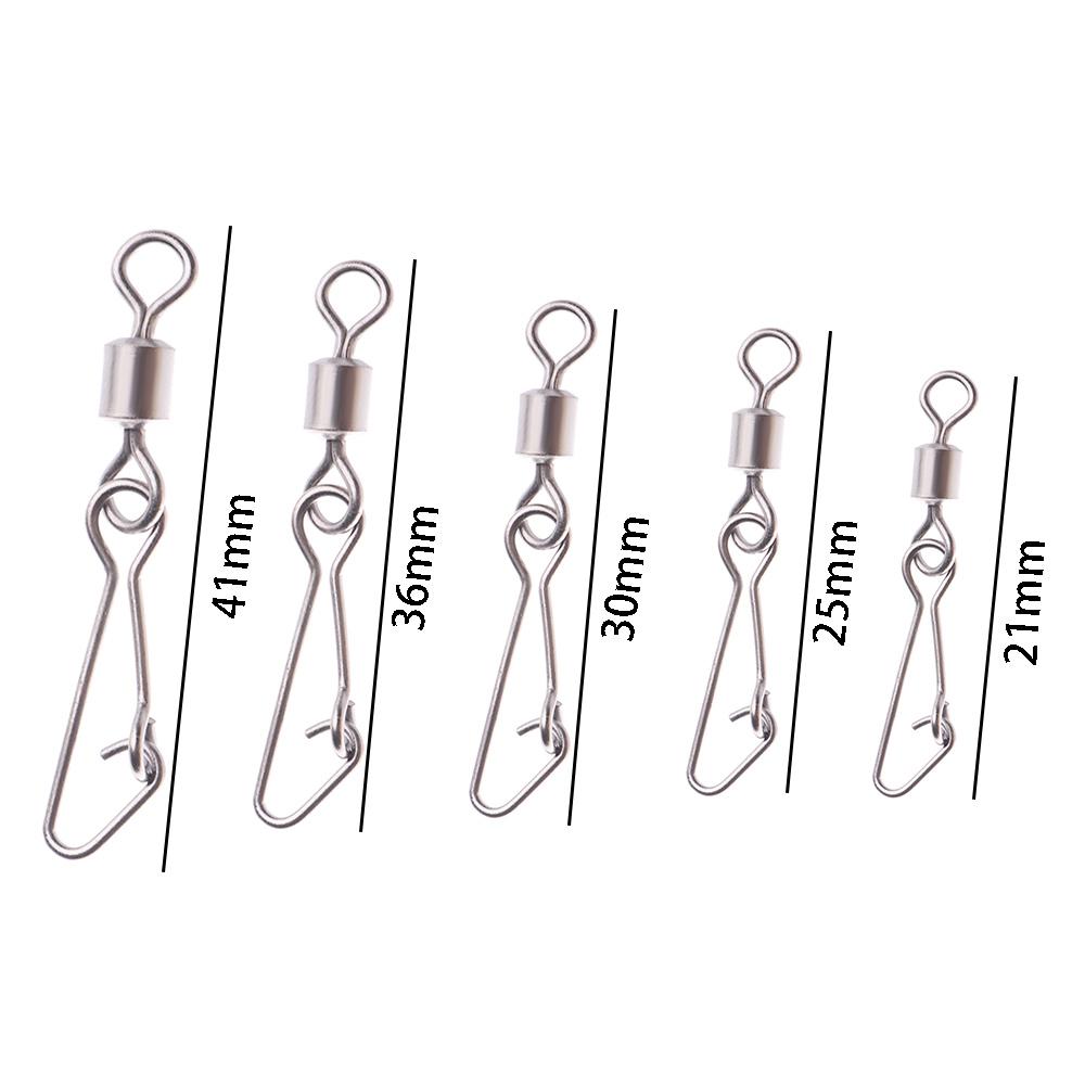 50Pcs Metal Fishing Hook with Hooked Snap Rolling Swivel Tackle Swivels Connector Fishing Bearing