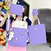 School Bag New Canvas Campus Backpack Five-piece Set Simple and Versatile Junior High School School Bag Multi-functional Casual Girls Backpack