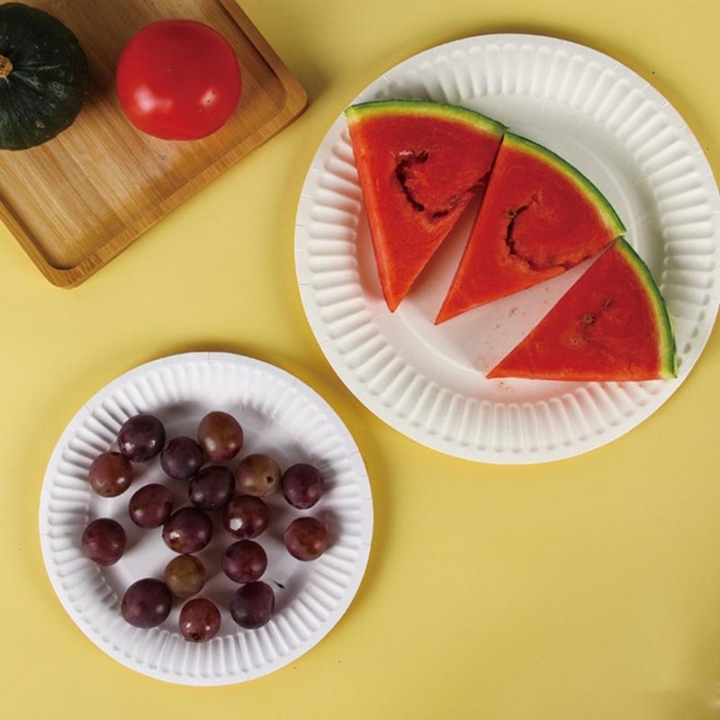 10pcs Large Disposable Paper Plates for Family Meals Biodegradable Dinnerware Degradable Tableware Kitchen Accessories