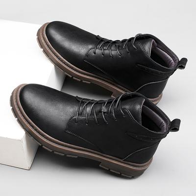 Modemarke Herren Business Stiefeletten sind heiß verkaufend Winter hinzugefügtes Fleece für Herren Leder Freizeitschuhe Hochwertige High Top Schuhe