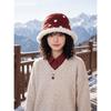 Women S Warm Fleece Knit Bucket Hat Polka Dot Korean Style Fashionable Hat