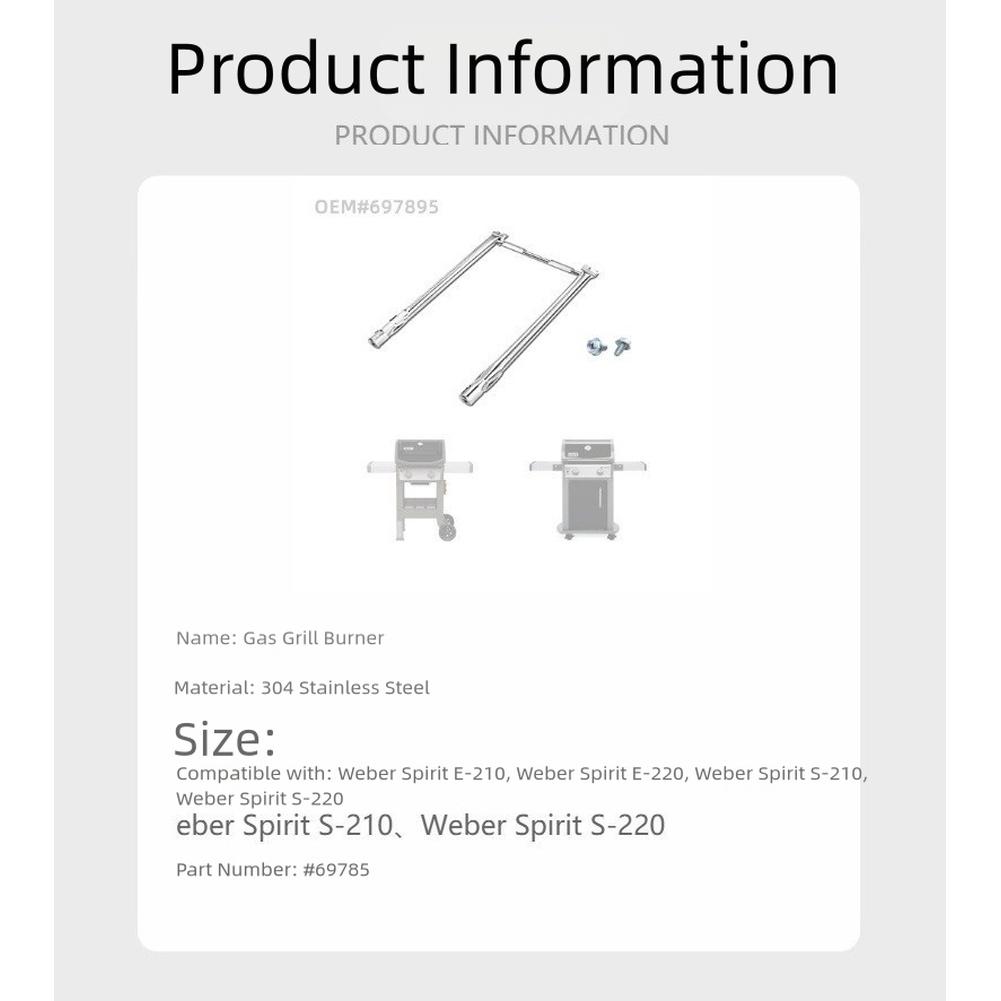 1 ADET Paslanmaz Çelik 304 Propan Gaz Brülör Başlığı WEBER İÇİN SPIRIT Izgara Gaz Brülör Başlığı SUS304 53*11*3cm Barbekü Aletleri Parçaları