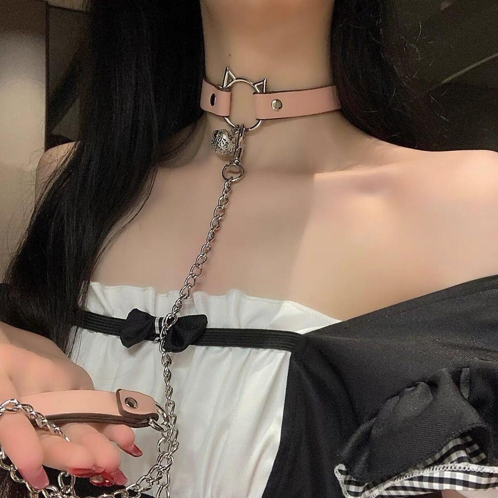 Unisex Leather Punk Chain Choker Necklace: Edgy, High-End Design