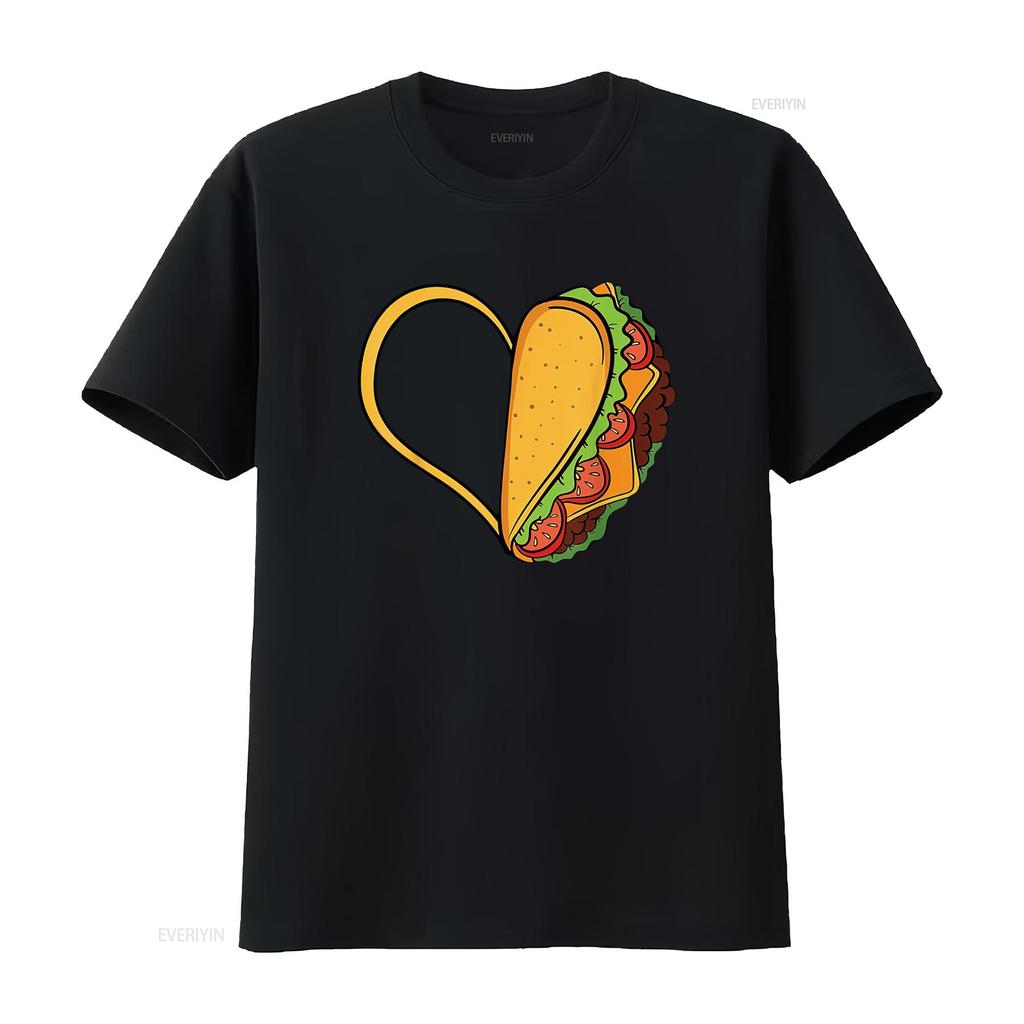 Womens Tacos Heart Mexican Dish Street Food Chili Taquitos Flautas T Shirt Vintage Washed Designer Clothes Graphic Unisex