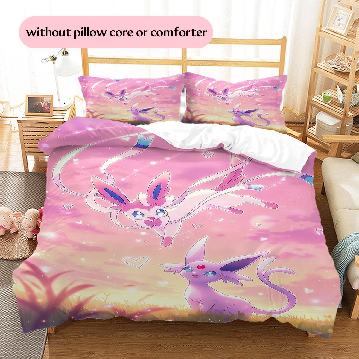 

Sylveon Pattern Bedding Quilt Set Home Decoration Gift (1 * duvet cover + 2 * pillowcase without core) 135x200cm
