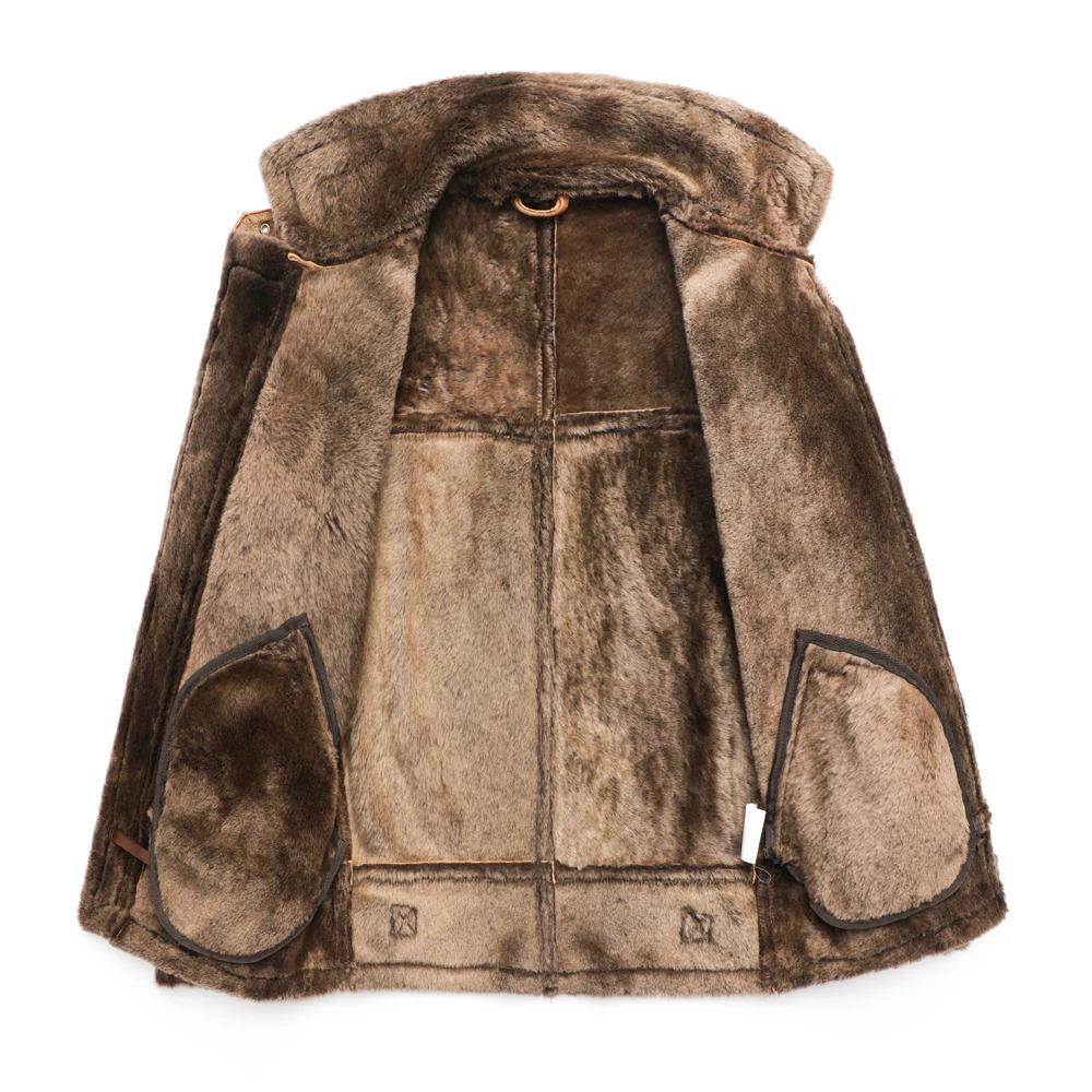 Chinese Size Super Quality Shearling Coat Men Soft Warm 100% Natural Fur Coat Winter Male Leather Clothing