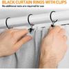 26 PCS Curtain Rings with Clips, Curtain Hooks for Drapes, Curtain Clips with Rings 1.26” Interior Diameter, Black Curtain Rings Fit Up To 1 Inch