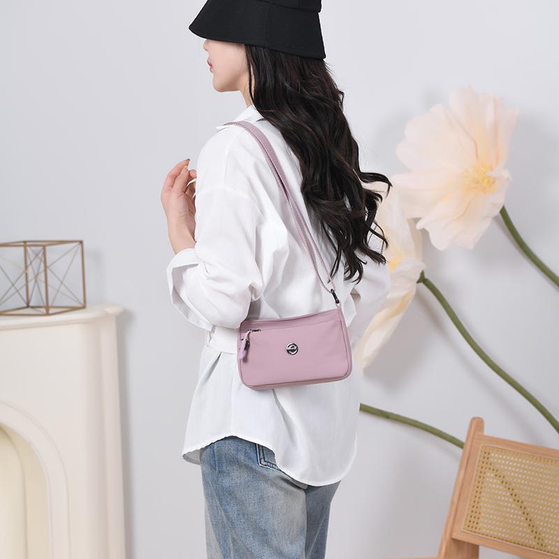 Small Square Bag Women's Lightweight Nylon Multi-Layer Shoulder Crossbody Bag