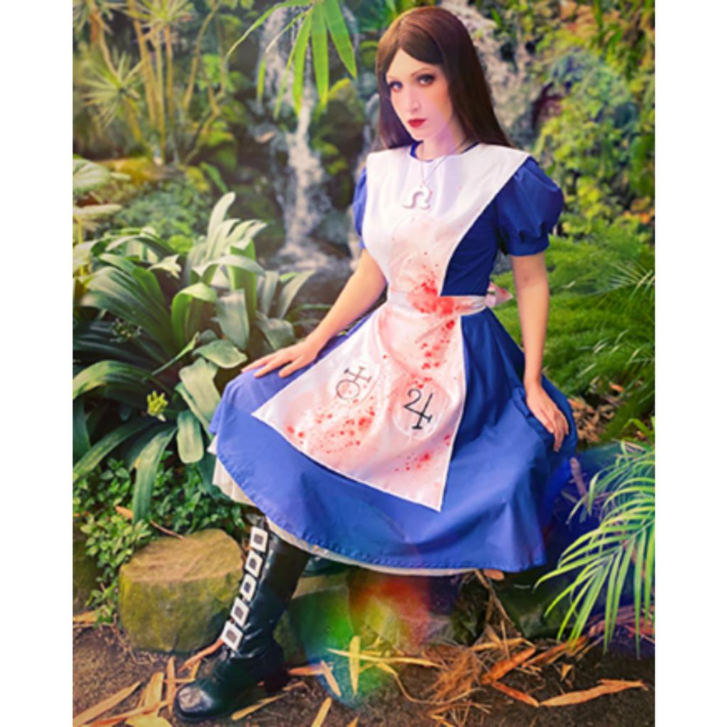 Anime Alice Princess Dress Maid Apron Dress Game Madness Returns Alice Cosplay Costume For Women Girls Halloween Party