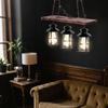 Vintage Industrial 3-Light Pendant Lamp, Rustic Wood & Iron Chandelier for Cafe,Bar,Restaurant – E26/E27 Base, No Bulbs Included