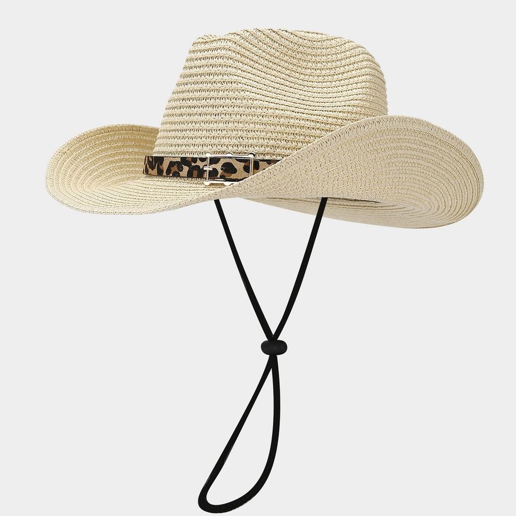 Summer Leopard Print Sun Hat With Wide Brim For Outdoor Beach Travel