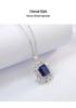 S925 Sterling Silver Square Sapphire Necklace for Women, Unique Retro Design, Fashionable Light Luxury Feel